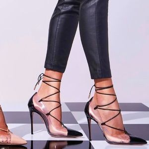 AQUAZZURA
Magic 85 lace-up leather and PVC pumps size 36